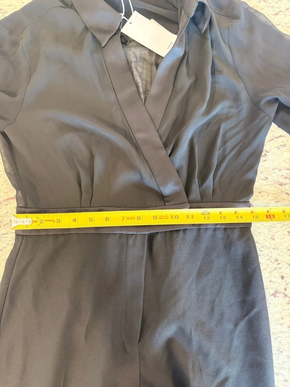 NWT Mango Black Wide Leg Jumpsuit Sheer Top Work Chic - Size Medium - Picture 7 of 13